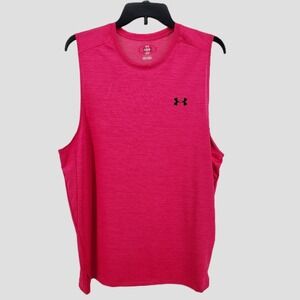 Under Armour Mens Large Tech Vent Tank Top Pink Loose‎ Athletic Workout Shirt
